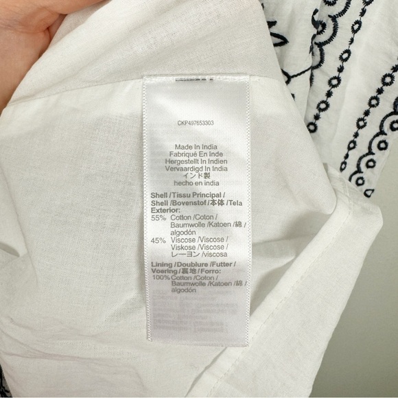 Madewell Embroidered Deep V-Neck Midi Dress Bandana Size M NWT - Picture 10 of 10